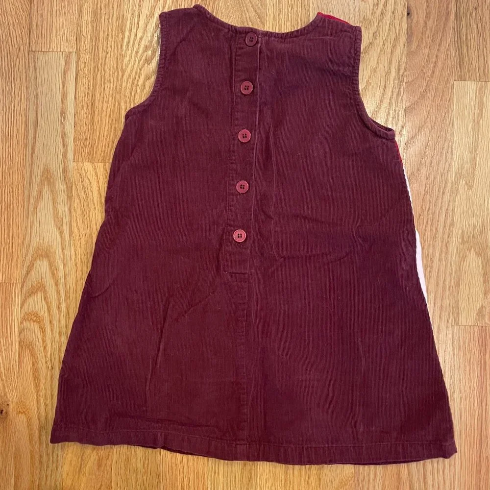 H&M Girls Jumper Dress Pink Burgundy Patchwork Corduroy Size 3-4Y